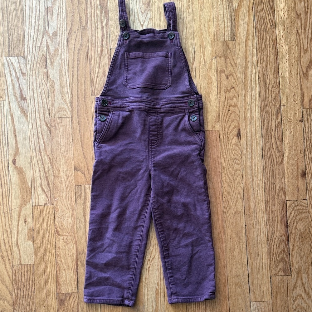 Faherty sz 5 cotton blend Kids' Plum overalls side buttons great condition.